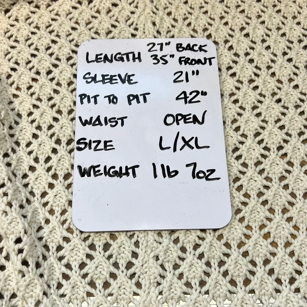 Lucky Brand Cream‎ Open Knit Longline Cardigan Sweater LXL